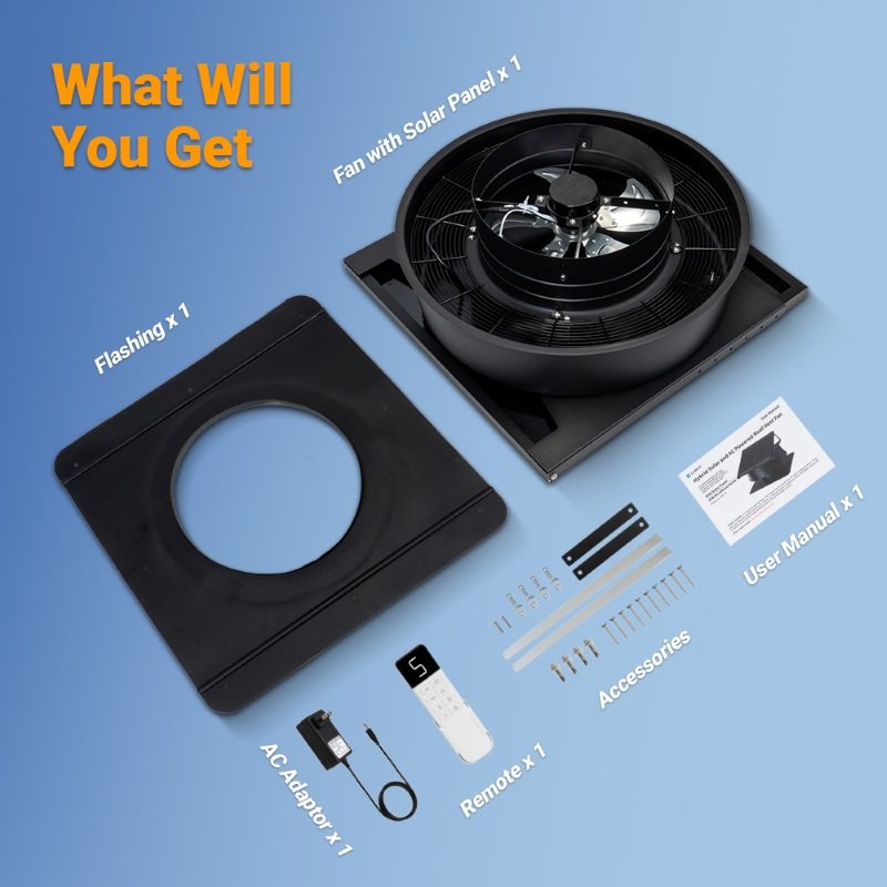12″ Solar Attic Vent Fan-55W- Hybrid Power - Image 10