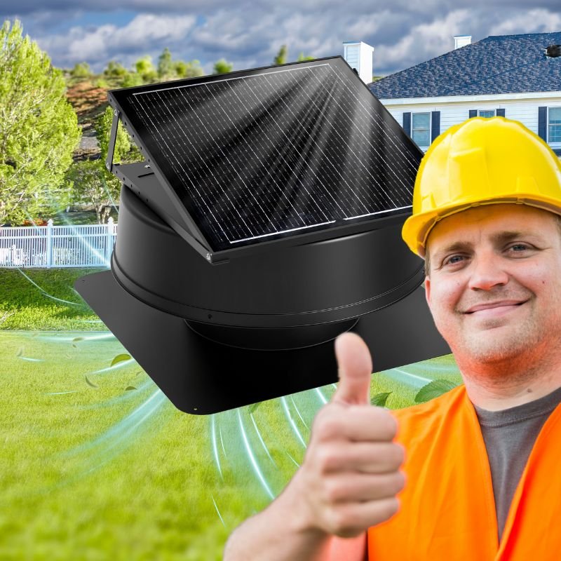 12″ Solar Attic Vent Fan-55W- Hybrid Power